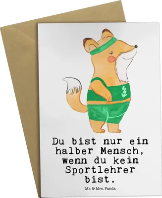 Produktbild von Mr. & Mrs. Panda babykarte Sportlehrer Herz - Weiß - Geschenk, osterkarte, hochzeitskarten, weihnachtskarten, einladungskarten, vatertagskarte