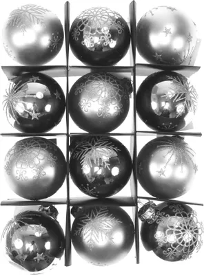 Produktbild von 12 Christbaumkugeln Schneeflocke Flocke Glas Weihnachtskugeln Kugeln 75mm edel, Farbe:silber