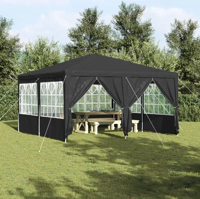 Produktbild von Partyzelt mit 8 Seitenwänden Anthrazit 4x4 m PE, Pavillons & Partyzelte DesignMöbel Neu