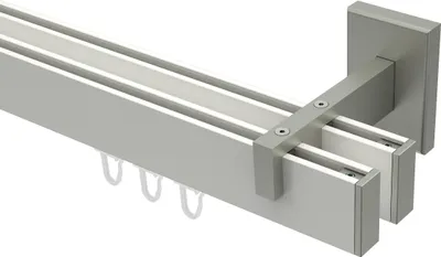 Produktbild von Interdeco Innenlaufstange / Gardinenstange mit Innenlauf Weiß / Edelstahl-Optik, Typ Smartline Paxo (Kappe), 14x35 mm 2-läufig, 540 cm