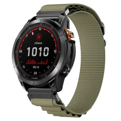 Produktbild von Strap-it Alpine Nylonarmband - Garmin Fenix 5 (Plus) / Fenix 6 (Pro) / Fenix 7 (Pro - Sapphire - Solar) / Fenix 8-47mm / Quatix 5-6-7 / Epix Gen 2-47mm / Forerunner 745/935/945/955/965 (Olivgrün)