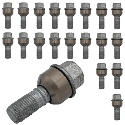 Productafbeelding van 20 wielbouten M14x1.5, 29mm, met kogelkop, 2-delig, R14, zilver, voor Porsche 911 991, 911 997, Boxster 981, Boxster 987, Boxster Spyder 981, Boxster
