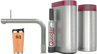 Produktbild von »QUOOKER FRONT Festauslauf Edelstahl COMBI+ B mit CUBE 2 *Der Wasserhahn, der alles kann! (22+FRONTRVSCUBE)« (2-St) 100°C Kochendwasserhahn