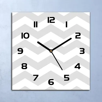 Produktbild von Wanduhr Echt-Glas-Küchenuhr Graue Zickzack Quarz Lautlos 30x30 Deko Bilder