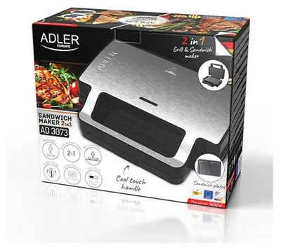 Produktbild von Adler Sandwichmaker 2 in 1 AD 3073 silber schwarz