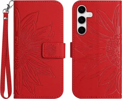 Produktbild von Samsung Galaxy S25 FE Hülle - Coverup Sonnenblume Klapphülle mit Schlüsselband - Rot