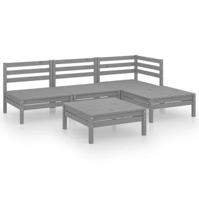 Produktbild von 5-tlg. Garten-Lounge-Set Massivholz Kiefer Grau