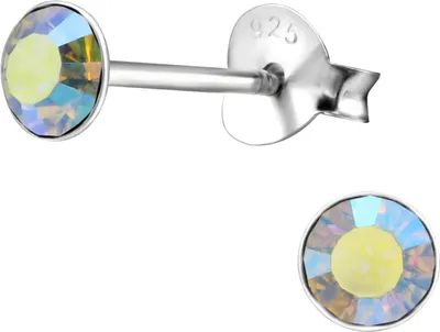 Produktbild von Ohrringe 925 Sterling Silber Ohrstecker mit Kristall 4mm in verschiedenen Farben Farbe - Aurora Borealis