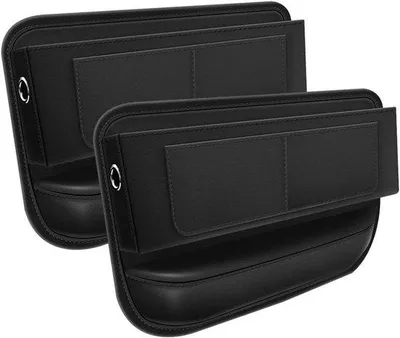 Image de Organiseur de rangement pour siège de voiture - Pochette de rangement en cuir pour petits objets - Lot de 2