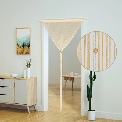 Immagine prodotto di Tenda a perline, tenda a fili per porte, divisori di ambienti, finestre, corridoi, camere da letto, 100 x 200 cm, color beige