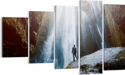 Produktbild von Bild auf Leinwand - Leinwandbild - Berg Wasserfall - 100x60cm - Wand Bild - Wanddeko - Wandbilder - Leinwanddruck - Bilder - Kunstdruck - Wanddekoration - Leinwand bilder - Wandkunst - EG100x60-4093