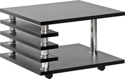 Produktbild von HOOZ Couchtisch mit Rollen 65x65cm - Marmor-Optik schwarz