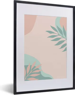 Produktbild von MuchoWow® Gerahmtes Poster Sommer - Blätter - Pastell 30x40 cm - Poster mit Schwarzem Bilderrahmen Wandposter Rahmen Foto Bilder - Wandposter Schlafzimmer