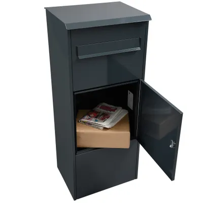 Produktbild von Paketbriefkasten Mefa Oak 480 Anthrazit RAL 7016 Entnahme von vorne