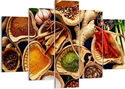 Produktbild von Bild auf Leinwand - Leinwandbild - Küche Essen Kräuter Gewürze - 150x100cm - Wand Bild - Wanddeko - Leinwanddruck - Bilder - Kunstdruck - Wanddekoration - Leinwand bilder - Wandkunst - EA150x100-2844