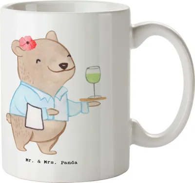 Produktbild von Mr. & Mrs. Panda Kaffeebecher Restaurantfachfrau Herz - Weiß - Geschenk, Ausbildung, cappuccinotasse, Abendessen, Restaurant, Yummy, Essen, Tasse, Lecker, Teetasse