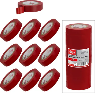 Isolierband Klebeband 10er Set Rot 15 mm x 10 m Eelektriker Tape Band selbstklebend online kaufen 4031765222631 922405 22263