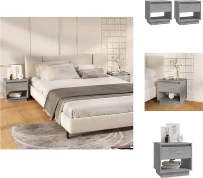 Produktbild von vidaXL Nachttische 2 Stk. Betongrau 45x34x44 cm Holzwerkstoff -  Nachttische