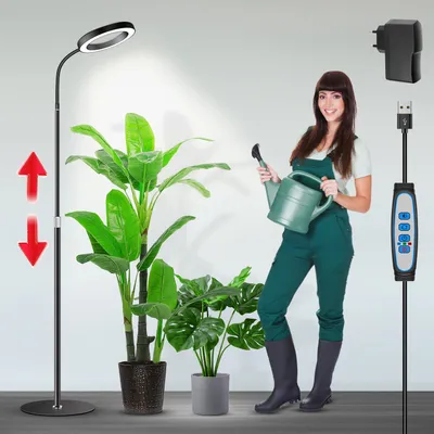 Produktbild von LED Pflanzenlampe, 72 LEDs, Vollspektrum Dimmbar, mit Zeitschaltuhr, 58-170 cm verstellbarem Stab, Gemüse Pflanzenlicht Grow Lampe, für Zimmerpflanzen