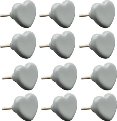 Produktbild von Nicola Spring Keramik-Möbelknöpfe – Graues Herz – 12er-Pack