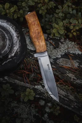 Image de Helle GT H3LS avec Dreilagenstahl Birkenholzgriff et Lederscheide