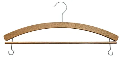 Produktbild von Damenbügel 5er naturlackiert mit Steg und Hakerl 40cm