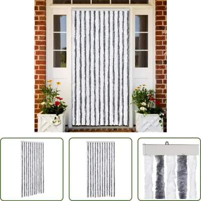 Produktbild von The Living Store Insektenschutz-Vorhang Grau und Weiß 100x220 cm Chenille