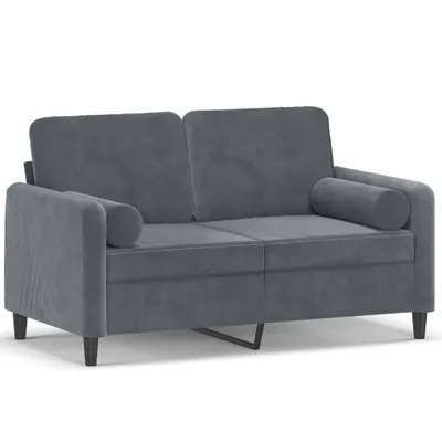 Produktbild von 2-Sitzer-Sofa mit Zierkissen Dunkelgrau 120 cm Samt