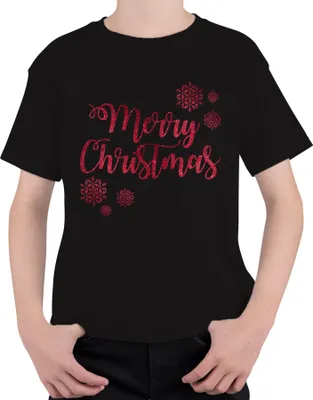 Produktbild von Merry Christmas Schneeflocken - Weihnachten Weihnachtsgeschenk Christmas Uni Kinder T-Shirt, Schwarz, 104