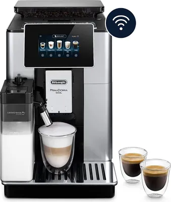 Produktbild von De’Longhi PrimaDonna Soul, Espressomaschine, 2,2 l, Kaffeebohnen, Gemahlener Kaffee, Eingebautes Mahlwerk, 1450 W, Schwarz, Silber