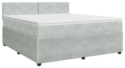 Produktbild von vidaXL Boxspringbett mit Matratze Hellgrau 180 x 200 cm Samt