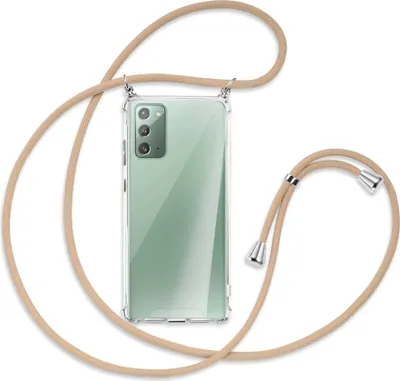 Produktbild von Handykette Backcover-Schutzhülle mit Band (Metall silberfarben) für Samsung Galaxy Note20 4G/5G - beige