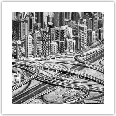 Produktbild von Poster - Poster ohne Rahmen - Stadt Wolkenkratzer Autobahn - 40x40 cm - Wand Bild - Wanddeko - Wandbilder - Kunstposter - Wandposter - Bilder - Kunstdruck - Wanddekoration - Wandbild - P2XAC40x40-5065