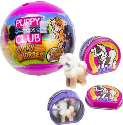 Zdjęcie produktu dla 1 x kapsuła niespodzianka Puppy Club Lucky Horses 50 mm, 1 z 8 źrebnych koni w puszce z przywieszką