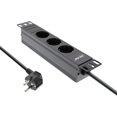 Image de InLine® 16420I InLine® 10" Multiprise, 3x contact de protection, sans interrupteur, 2m, noir