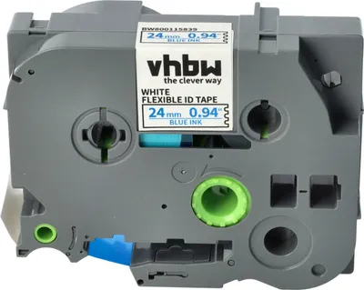 Produktbild von vhbw Schriftband-Kassette kompatibel mit Brother PT 1000, 1000-Series, 1200, 1090, 1080, 1010 Etiketten-Drucker 8m x 24mm Blau auf Weiß, Flexibel