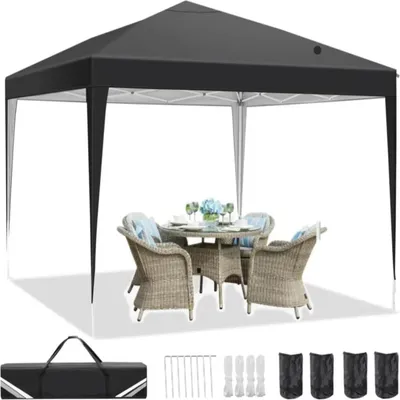 Immagine prodotto di Gazebo, tessuto Oxford impermeabile, regolabile in altezza, 4 sacchi di sabbia inclusi, nero