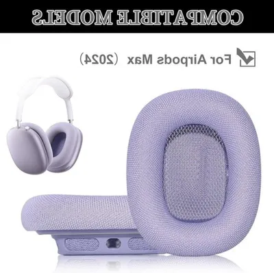 Ersatz-Ohrpolster für AirPods Max 2024 - Strapazierfähiger Stoff, weicher Schaum, Komfort und Geräuschisolierung (lila)