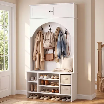 Productafbeelding van IRONCK Garderobekast, garderobe met zitbank en schoenenrek, wit
