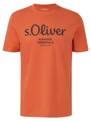 Produktbild von s.Oliver Herren T-Shirt - Basic, Logoprint, Rundhals, Baumwolle Hellrot M