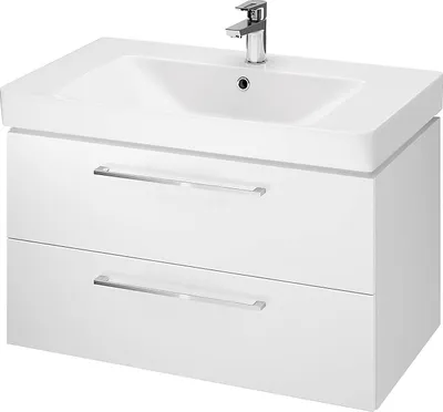 Productafbeelding van BADLAND Badmeubelset: Badkamerkast met keramisch wastafelblad, 2 lades, model LARA MILLE, kleur wit