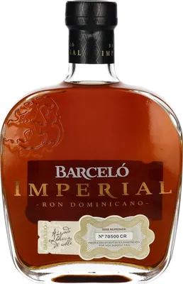 A bottle of Ron Barceló Imperial Dominicano aged rum.