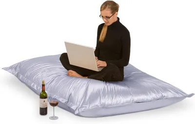 Productafbeelding van Smoothy XXL Reuzenzitzak Metallic Platina | 180x140 cm Vloerkussen Zilver Glanzend | Wasbare zitzak voor woonkamer en gaming