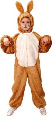 Produktbild von O5066-164 braun-weiß Kinder Junge Mädchen Hase Hasen Kostüm Overall Gr.164