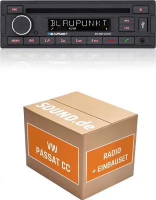 Produktbild von Autoradio Einbaupaket Blaupunkt Milano 200 BT passend für Passat CC + Dynaudio Soundsystem Schwarz | Bluetooth USB