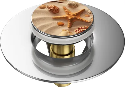 Produktbild von SANILO® Pop-Up Waschbeckenstöpsel, universal Pop Up Abflussstopfen mit Motiv - Sanibel