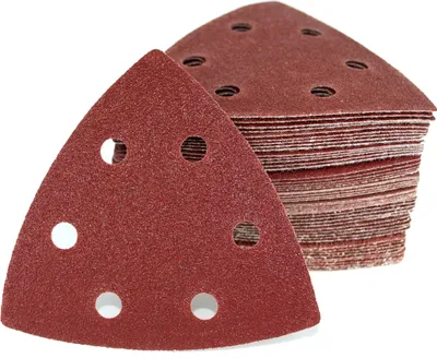 Produktbild von 50x Delta Dreieck Schleifpapier K40-K180 universal Set A97 Klett-Schleifdreiecke Sortiment für Multifunktionswerkzeug 93mm Deltaschleifer Multischleifer 93x93x93 mm