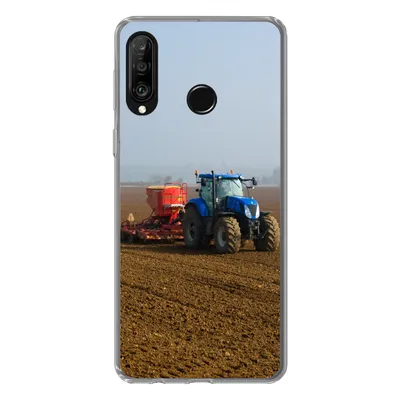 Produktbild von MuchoWow® Handyhülle Schutzhülle Hülle für Huawei P30 Lite Traktor - Blau - Nebel Silikon Softcase Handy Hülle - Handyhülle