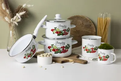 Obrázok produktu pre Smaltovaný hrniec, značka Emalia Polska, model Pleszew, Kalina, priemer 16 cm, objem 1,15 litra