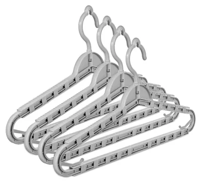 Produktbild von 4 Stück Verstellbare Extra Kleiderbügel mit Clips für Decken, Mäntel und Kleidung, Multifunktional und Platzsparend